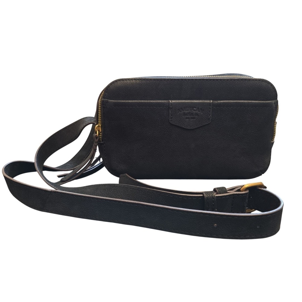 American Leather Co. Nashville Black Leather Crossbody Bag Double Zip